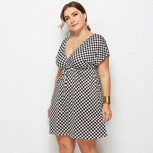 NEW Check black and white plus size Sundress - Picture 2 of 4